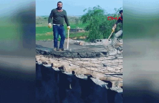 Korkunç kaza! Beton tabla kırılınca altında kaldılar