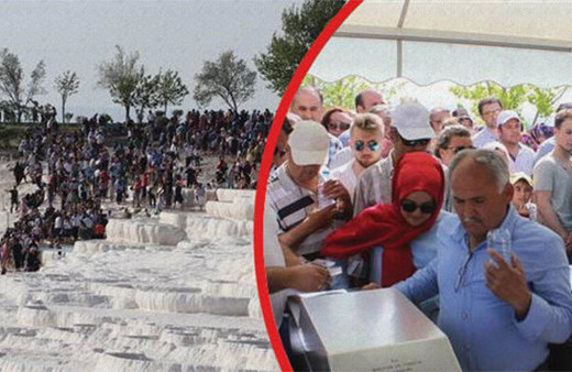 Pamukkale'ye ücretsiz giriş izdihamı: Yasak dinlemediler!