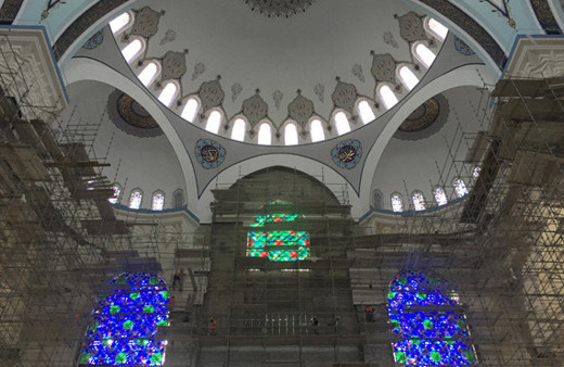 Çamlıca Camii'nin içi ilk kez drone ile görüntülendi