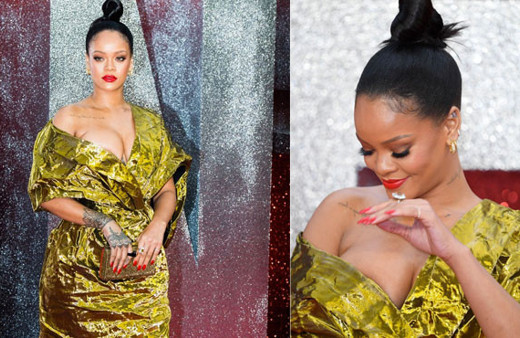 Rihanna'nın zor anları! Dekoltesi başına bela oldu