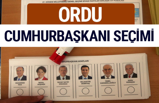 Ordu Cumhurbaşkanları oy oranları YSK Sandık sonuçları 