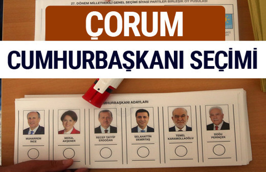 Çorum Cumhurbaşkanları oy oranları YSK Sandık sonuçları 