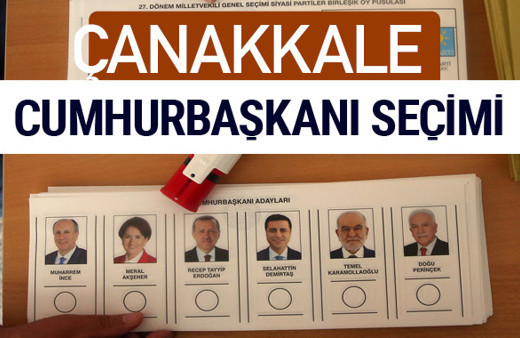 Çanakkale Cumhurbaşkanları oy oranları YSK Sandık sonuçları 