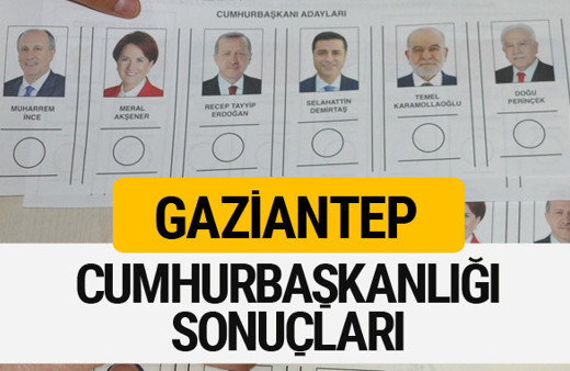 Gaziantep Cumhurbaşkanlığı seçim sonucu 2018 Gaziantep sonuçları