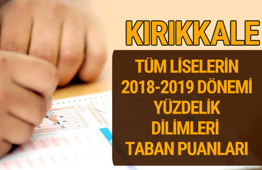 Kırıkkale Lise taban puanları 2018 -2019 nitelikli okullar LGS yüzdelik dilimleri 