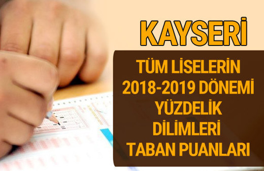 Kayseri Lise taban puanları 2018 -2019 nitelikli okullar LGS yüzdelik dilimleri 