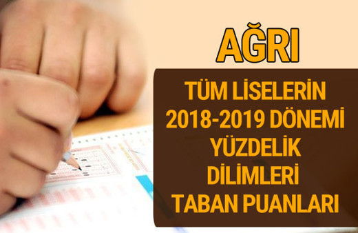 Ağrı Lise taban puanları 2018 -2019 nitelikli okullar LGS yüzdelik dilimleri 