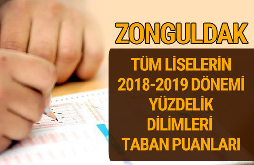 Zonguldak Lise taban puanları 2018 -2019 nitelikli okullar LGS yüzdelik dilimleri 