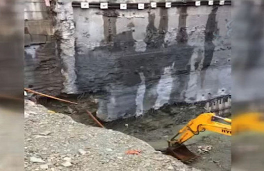 Sütlüce'de çöken binanın istinat duvarı böyle yıkıldı! 