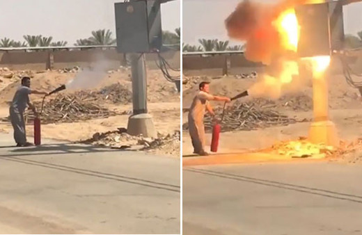 Yanan trafoya yangın tüpü sıktı! Facia kaçınılmaz oldu