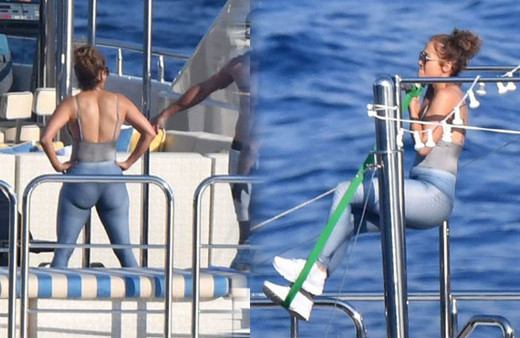49'luk Jennifer Lopez üşenmeden teknede barfiks çekti!