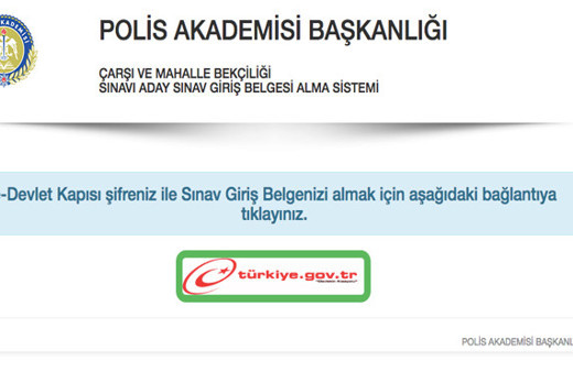 Bekçilik sınav yeri sorgulama Polis Akademisi TC ile giriş