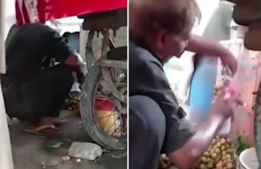 Pazar yerinde iğrenç görüntüler! Üzümleri bakın nasıl sattı