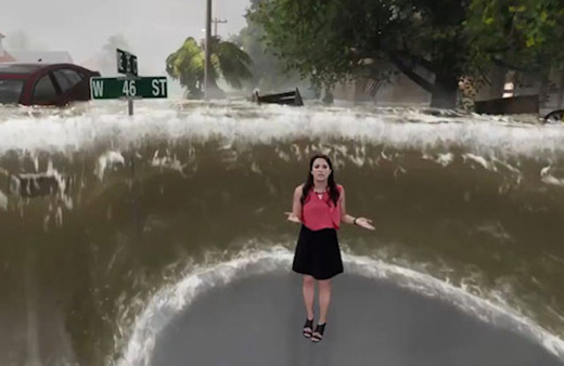 Korkunç! Florence Kasırgası'nı canlı yayında böyle canlandırdılar