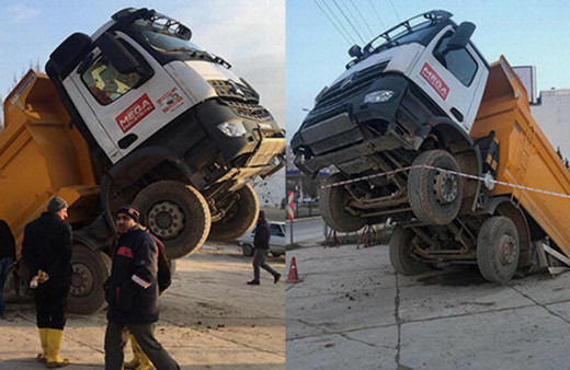 Görenler inanamadı! Tonlarca ağırlıktaki kamyon...
