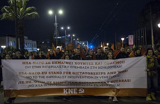 Yunanistan'da Venezuela için ABD karşıtı gösteri!