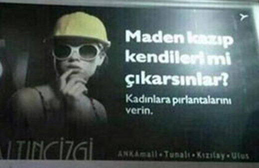 Pırlanta reklamındaki madenci tepki çekti!