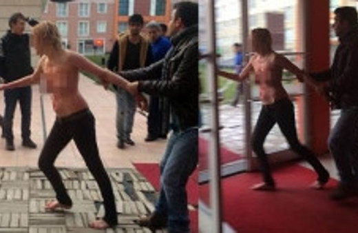 Rus kadın yarı çıplak kaçarak yardım istedi!