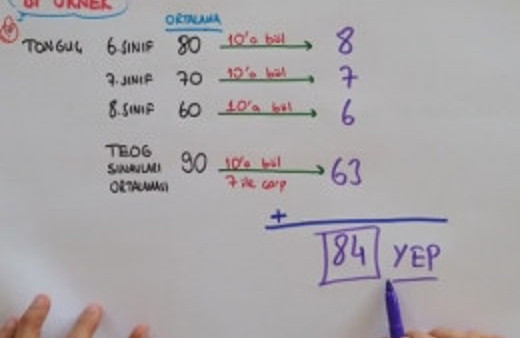TEOG puan hesaplama örnekli anlatım