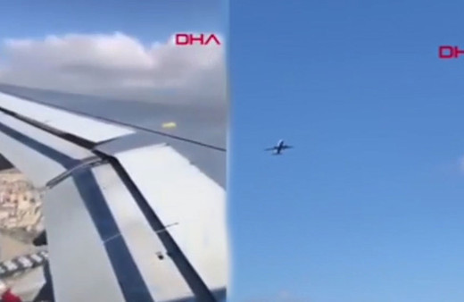 Yolcu uçağının sert rüzgarla mücadelesi kamerada