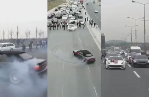 İstanbul'da düğün konvoyu yol kapatıp drift yaptı