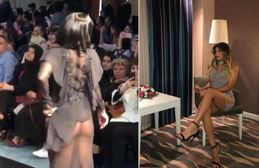 Şarkıcı Hatice elbisesini kaldırıp poposunu gösterdi