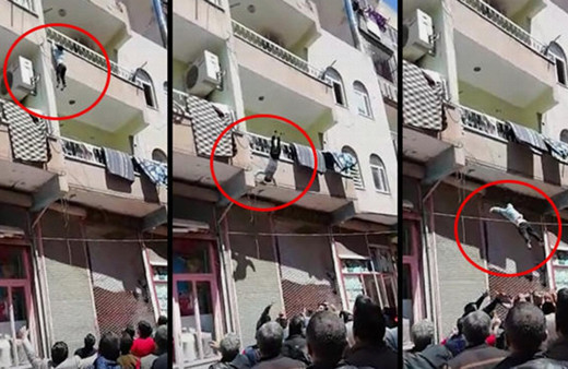 Şanlıurfa'da balkondan düşen çocuğu vatandaşlar havada yakaladı