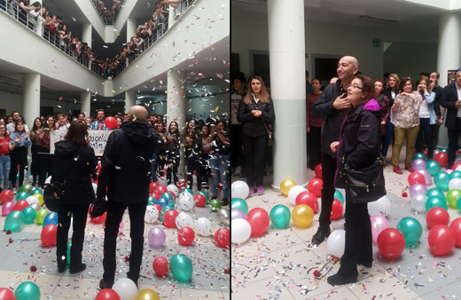 Tekirdağ'da öğretmene göz yaşartan karşılama