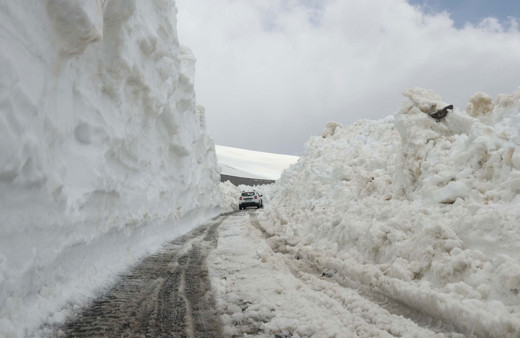 Kar kalınlığı 10 metreye ulaşan yolu açmak için serferber oldular