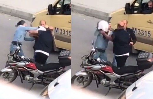 Trafikte şoke eden görüntü! Tartıştığı adamın başına kaskla vurdu
