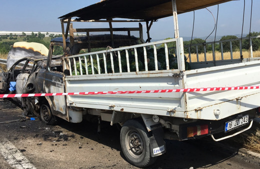 Bursa'da korkunç kaza sürücü diri diri yandı