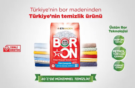 Türkiye'nin bor madeninden Türkiye'nin temizlik ürünü