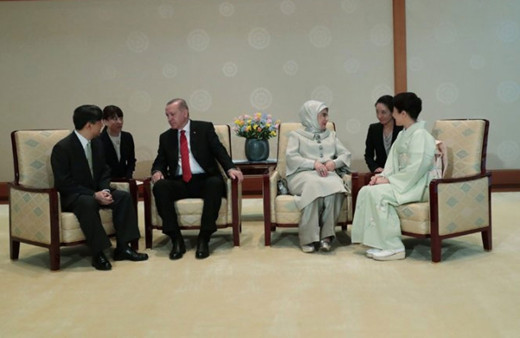 Erdoğan eşi ile birlikte Japonyada! Naruhito ve İmparatoriçe ile samimi sohbet