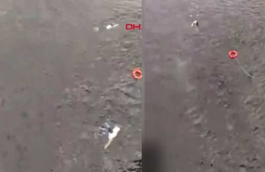 Haliç'te atlayan kadının nefes kesen görüntüleri