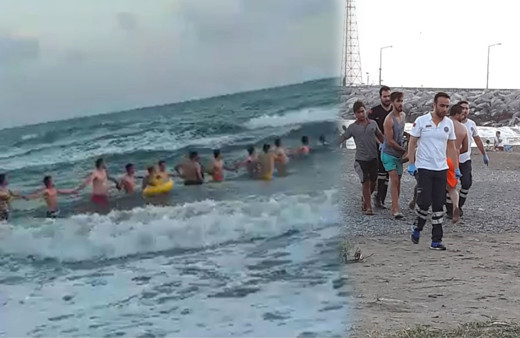 Hatay'da insan zinciri oluşturup boğulan kişiyi kurtardılar! İşte o anlar