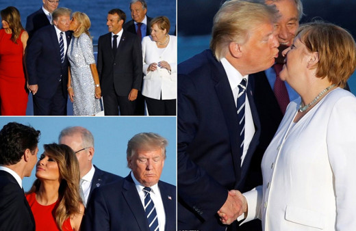 Macron'un eşinin Trump'ı öpmesi G-7 zirvesine damga vuran kareler