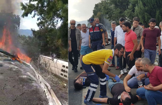 Aydın’da devrilen servis otobüsü alev aldı! Can pazarı... 20’si ağır 45 yaralı