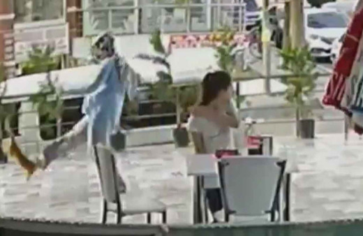 Silivri'de kediye tekme atan kadın kamerada