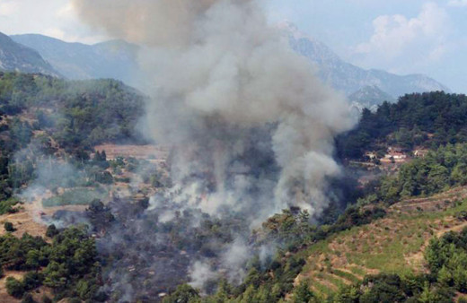 Antalya'daki orman yangınına havadan ve karadan müdahale ediliyor