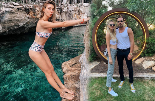 Şeyma Subaşı sevgilisi Guido Senia ile bayrağa basıp poz verdi