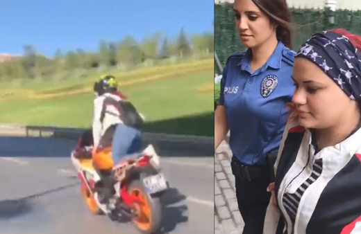 Motosiklette dans eden kadın maganda gözaltına alındı