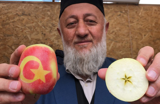 Kars'ın Kağızman ilçesinde ay-yıldızlı elma yetiştiriyor! Bu elmalardan başka yok