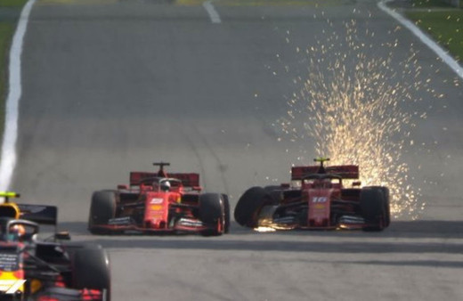 Formula 1'de Ferrari'nin iki pilotu birbirine girdi