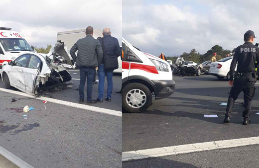 TEM Otoyolu'ndaki feci kazada otomobil ikiye bölündü