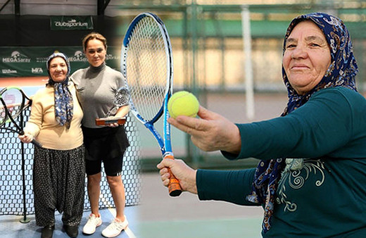 67 yaşındaki Durdu Teyze Hülya Avşar'a teniste meydan okudu maç yaptılar