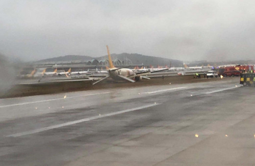 Sabiha Gökçen Havalimanı'nda uçak pistten çıktı Seferler 06.00'ya ertelendi