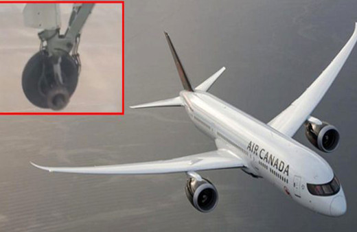 Uçağın iniş takımlarındaki tekerlek böyle düştü