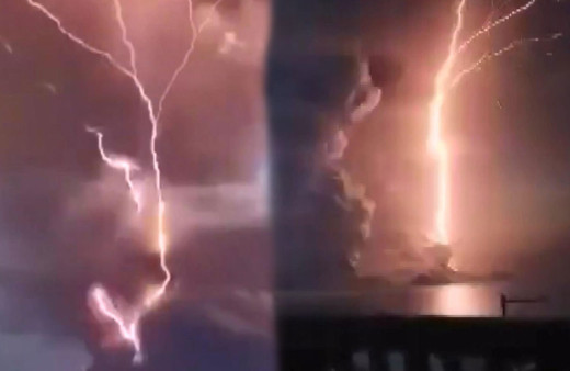 Yanardağ harekete geçti! Şimşekler gökyüzünü aydınlattı