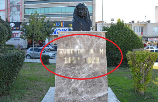 Adana Ceyhan'da Zübeyde Hanım büstüne çirkin saldırı