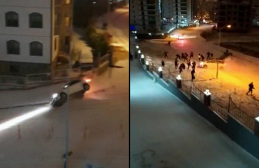 Samsun'da karda kayan araçların kaza anları görüntülendi